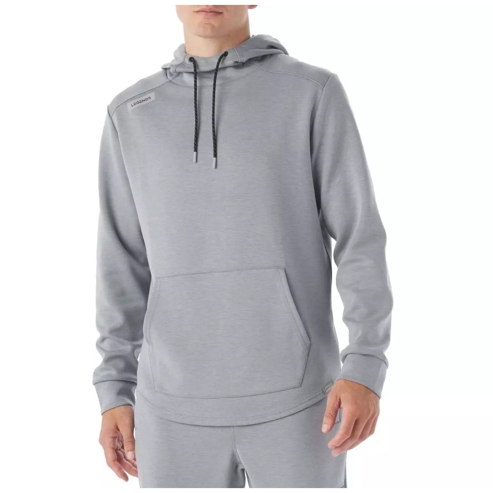 Legends Hawthorne Tech Hoodie L Grey Funnel Neck Curved Hem Pullover Sweatshirt